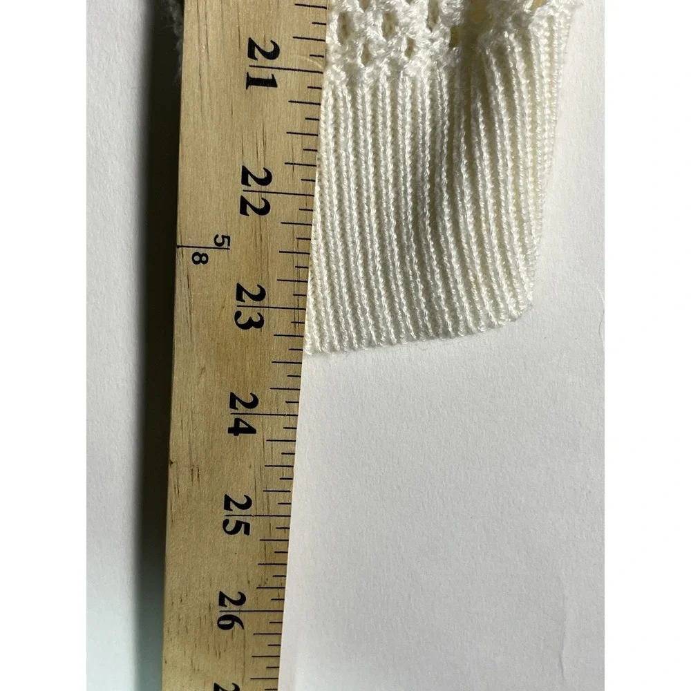 Apt 9 Open Knit Crochet Lace Detail Pullover Soft Light-Weight Sweater Ivory Med